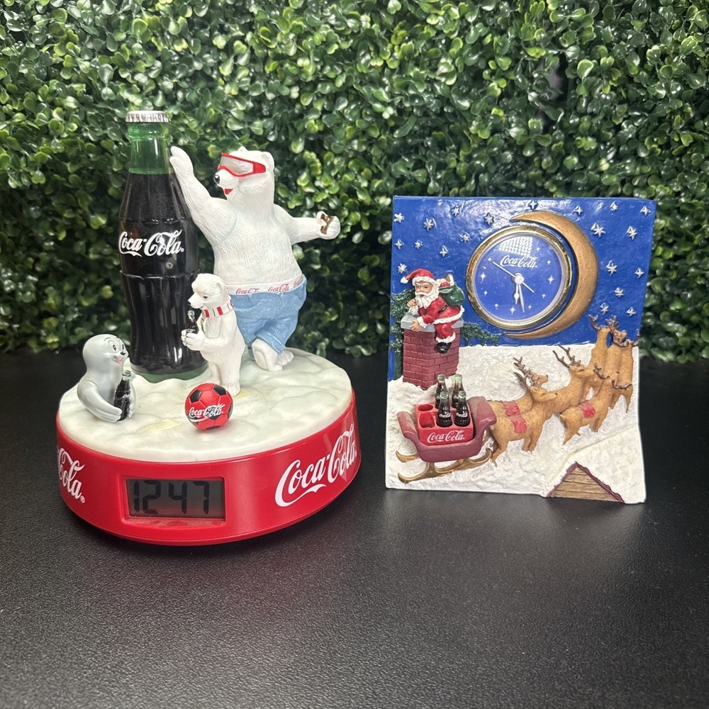 Coca Cola Alarm Clocks Polar Bear Vintage Lot Of 2